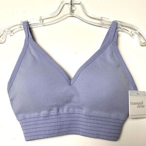 Tranquil & True Bra Bralette Blue Striped Women Teens Youth Sport Bra Stretch